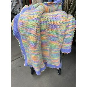 Pastel Afghan Crochet Blanket / Throw Baby Rom Nursery Baby Shower Gift 88 X 90"